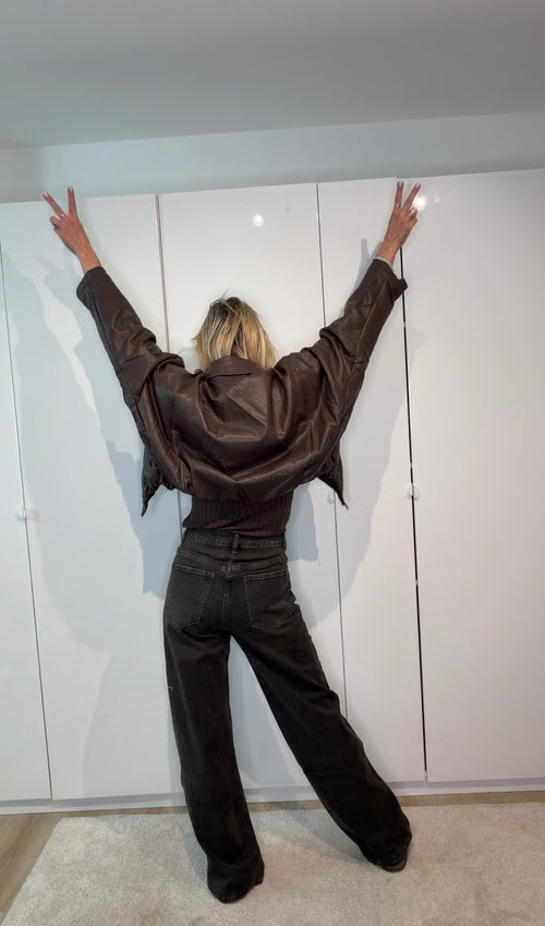URBAN - jeans wide Leg  marrone / nero slavato
