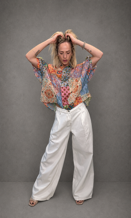 PIRADIMIDE - jeans bianco ampio